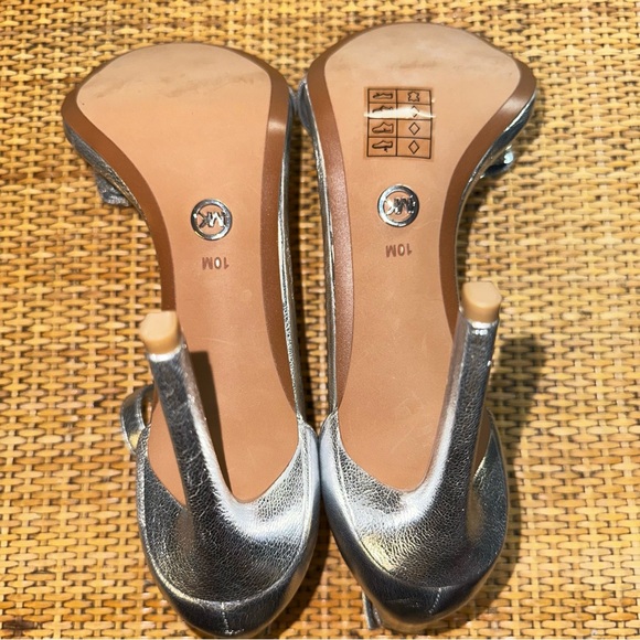 Michael Kors Women’s Paris Metallic Ankle Strap Bow Heel Classic Prom Size 10 - Picture 9 of 12